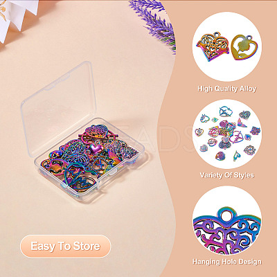 24Pcs 12 Style Rainbow Color Alloy Pendants FIND-TA0003-91-1