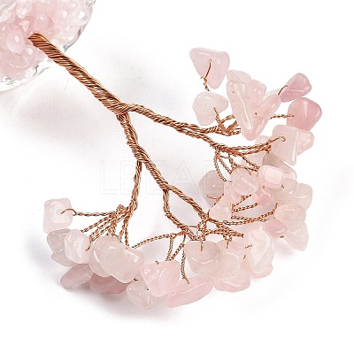 Natural Rose Quartz Chips Tree of Life Decorations DJEW-B013-01F-1