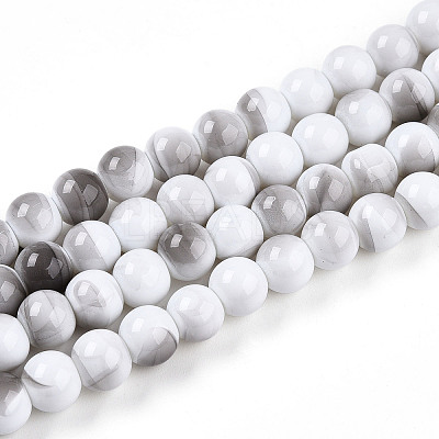 Baking Paint Glass Beads Strands DGLA-N013-8mm-01-1