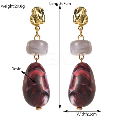 Alloy & Resin Dangle Stud Earrings WG13DBD-03-1
