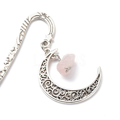 Natural Rose Quartz Raw Beads Bookmarks AJEW-JK00201-01-1