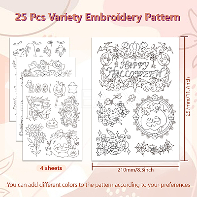 4 Sheets 11.6x8.2 Inch Stick and Stitch Embroidery Patterns DIY-WH0455-224-1