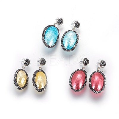 Brass Dangle Stud Earrings EJEW-E237-21P-1