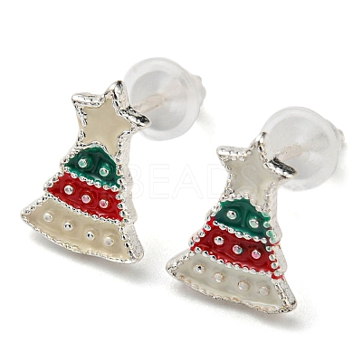 Christmas Theme Brass Stud Earrings LS-EJEW-D062-01E-S-1