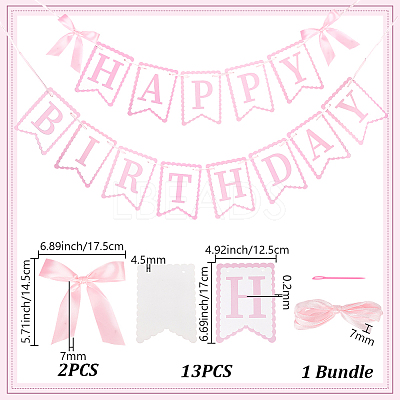 Word Happy Birthday Paper Card & Satin Bowknot Hanging Banners FEPA-WH0008-002-1