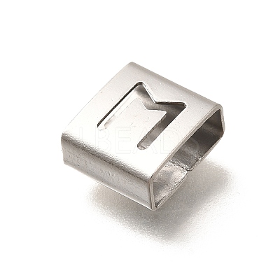 Letter Style 304 Stainless Steel Square Slide Charms STAS-L132-22M-1