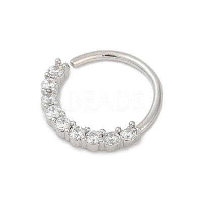 316L Surgical Stainless Steel Micro Pave Clear Cubic Zirconia Hoop Nose Rings WGE451E-05-1