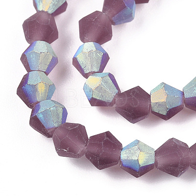 Imitate Austrian Crystal Bicone Frosted Glass Beads Strands GLAA-F029-TM3mm-A04-1