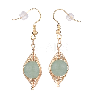 Natural Green Aventurine Braided Dangle Earring EJEW-JE04845-03-1