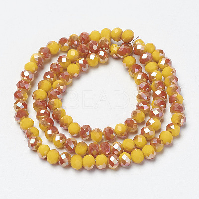 Electroplate Opaque Solid Color Glass Beads Strands EGLA-A034-P6mm-J11-1