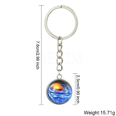 Round Glass Beads Keychain KEYC-YW00066-01-1