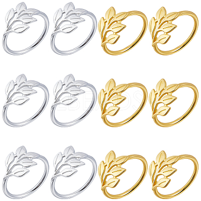 16Pcs 2 Colors Leaf Alloy Napkin Rings AJEW-GF0013-15-1
