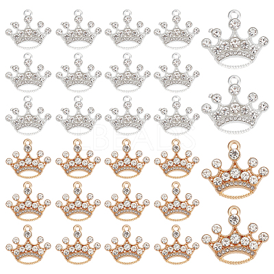 32Pcs 2 Colors Alloy Rhinestone Pendants FIND-ME0002-01-1