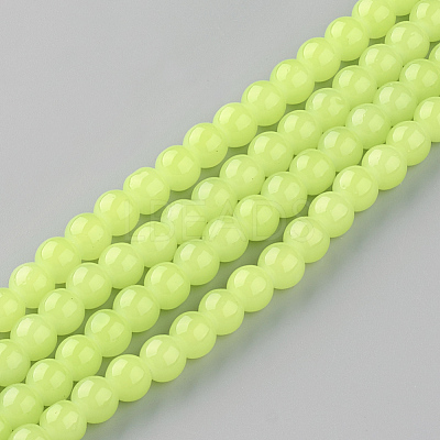 Baking Paint Imitation Jade Glass Round Bead Strands X-DGLA-Q021-6mm-08-1