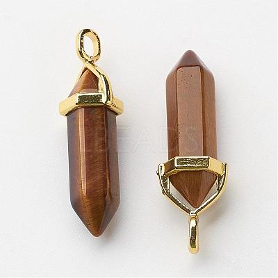 Natural Tiger Eye Pointed Pendants G-G902-A06-1
