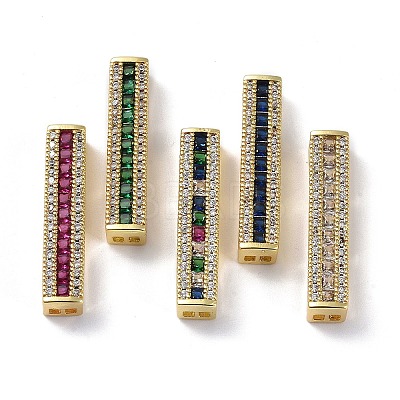 Rack Plating Brass Pave Cubic Zirconia Rectangle Multi-Strand Links KK-K341-42G-1
