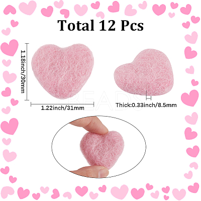 12Pcs Heart Wool Needle Felting Decoration DIY-SC0030-14A-1