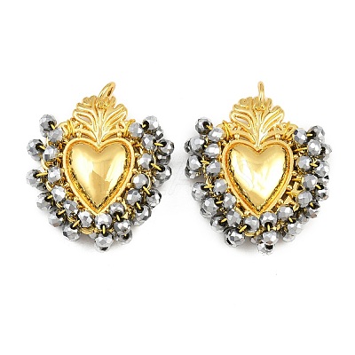 Alloy & Glass Seed Beaded Pendants GL-CBA96FD-01G-1