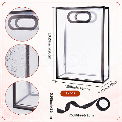 12Pcs Rectangle Plastic Gift Bags ABAG-SP0001-07F-1