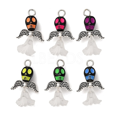 Opaque Black Acrylic Pendants PALLOY-JF04413-1