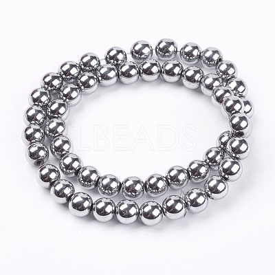 Non-magnetic Synthetic Hematite Beads Strands G-S096-8mm-3-1