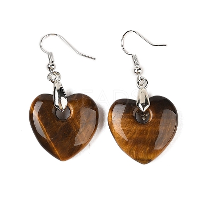 Natutal Tiger Eye Dangle Earrings EJEW-F343-D08-1