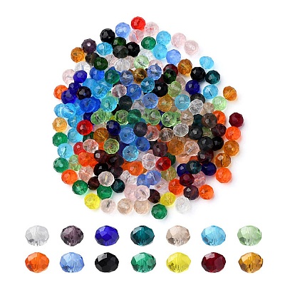 Faceted Rondelle Transparent Glass Beads GLAA-YW0001-84B-1