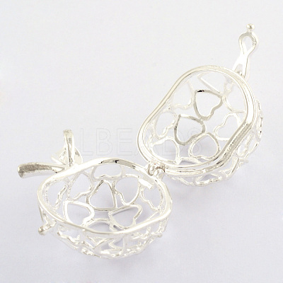 Rack Plating Brass Cage Pendants X-KK-Q402-12S-1