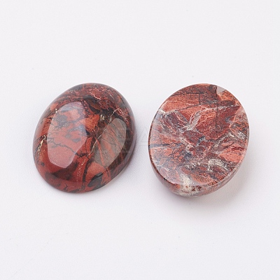 Natural Brecciated Jasper Flat Back Cabochons G-G741-13x18mm-02-1