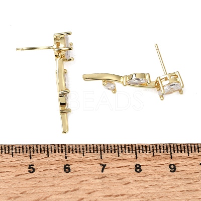 Brass Micro Pave Cubic Zirconia Stud Earrings KK-CBA8324-20G-05-1