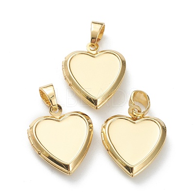 Brass Locket Pendants KK-P199-12G-1