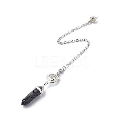 Natural Lava Rock Pointed Dowsing Pendulums PALLOY-JF00819-02-1