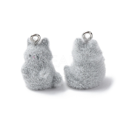 Animal Flocking Resin Pendants RESI-A049-03C-1