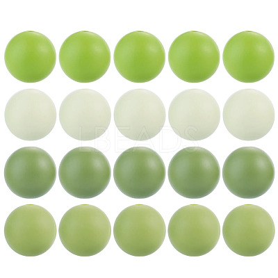 40Pcs 4 Colors Round Silicone Focal Beads SIL-TAD0001-02D-1