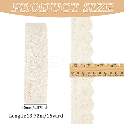 15 Yards Cotton Embroidery Bowknot Lace Ribbons OCOR-WH0045-35C-1