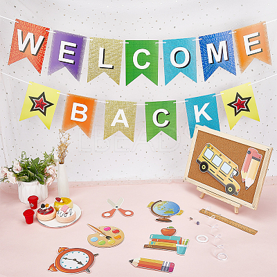 2 Sets 2 Styles Welcome Come Back & School Supplies Paper Banners DIY-GF0008-73-1