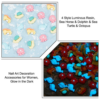 120Pcs 4 Style Luminous Resin Cabochons MRMJ-OC0003-74-1