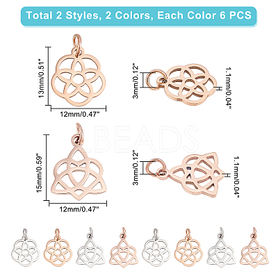 24Pcs 2 Style 304 Stainless Steel Pendants STAS-DC0006-77-1