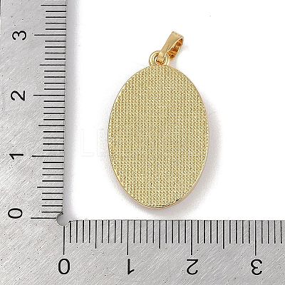 Rack Plating Brass Pave Shell Oval Pendants KK-U032-92G-06-1