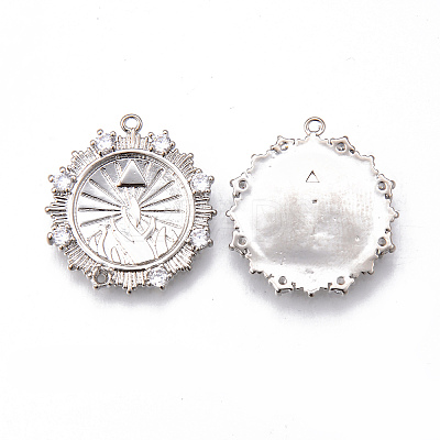 Brass Micro Pave Cubic Clear Zirconia Pendants KK-N232-176P-NF-1