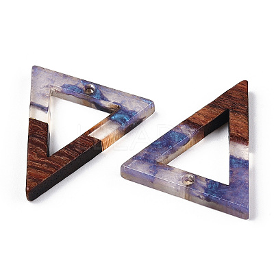 Transparent Resin & Walnut Wood Pendants RESI-ZX017-42-1