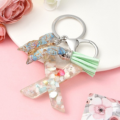 Resin & Acrylic & Faux Suede Tassel Keychain KEYC-YW00126-24-1