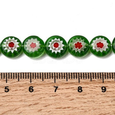 Handmade Millefiori Glass Flat Round Bead Strands LK-P011-24-1