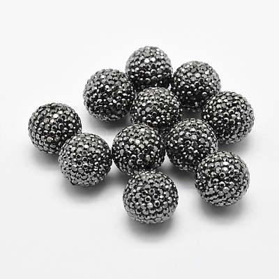 Handmade Polymer Clay Rhinestone Beads RB-L030-18A-14mm-1