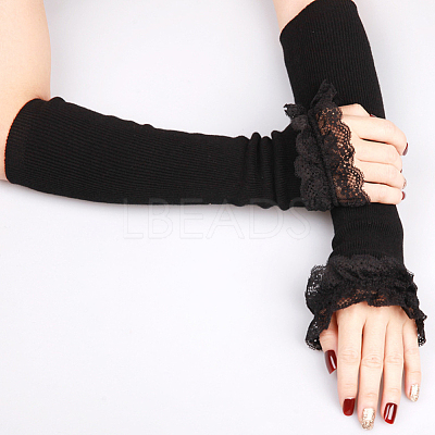 1 Pair Acrylic Fibers Long Mesh Lace Gloves AJEW-CN0006-67B-1