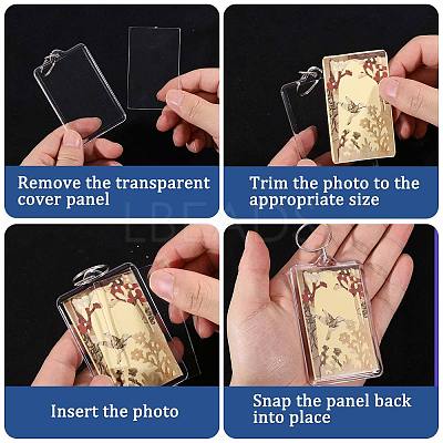 24 Bags Acrylic & Iron Photo Frame Keychains AJEW-GL0003-43-1