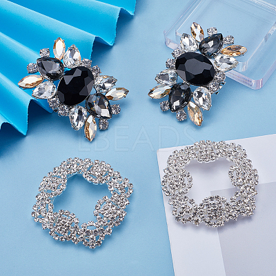 4Pcs 2 Style Alloy Rhinestone Shoe Buckle Clips AJEW-GF0008-65-1