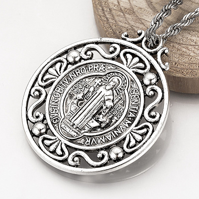 Tibetan Style Alloy Pendants TIBEP-Q078-01AS-RS-1