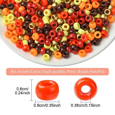 600Pcs 6 Colors Opaque Plastic Beads KY-YW0001-95-1