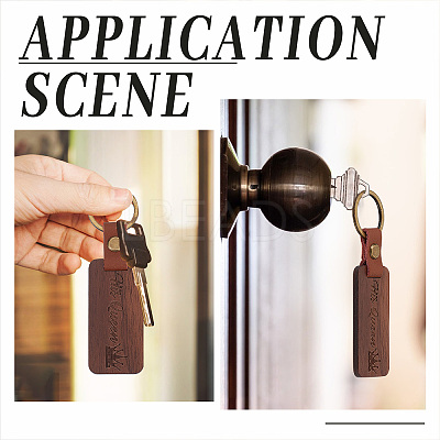 2Pcs 2 Styles Word His Only/His Queen Engraved Wooden with Leather Keychain WOOD-GF0001-81-1